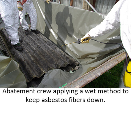 Wet method to keep asbestos fibers down