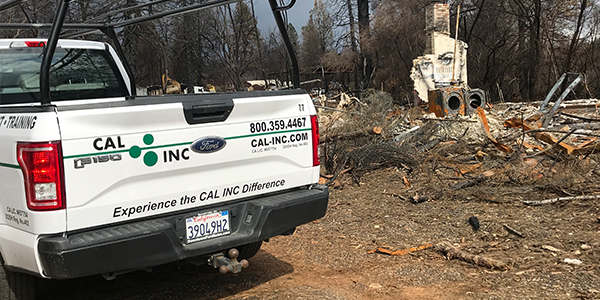 CAL INC truck at fire site