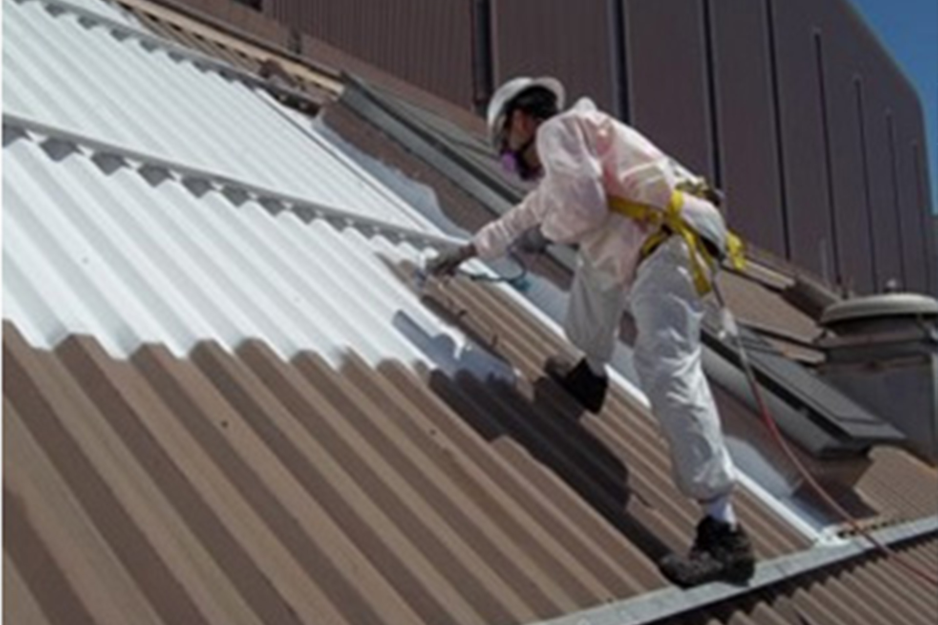 Man spraypainting roof