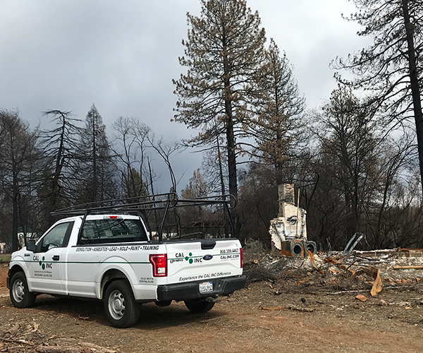Cal Inc truck at fire site